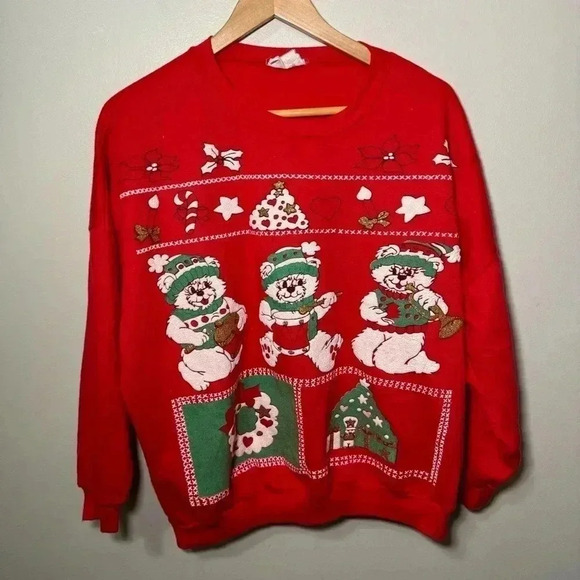 Vintage Christmas bears sweater  M - Picture 2 of 7